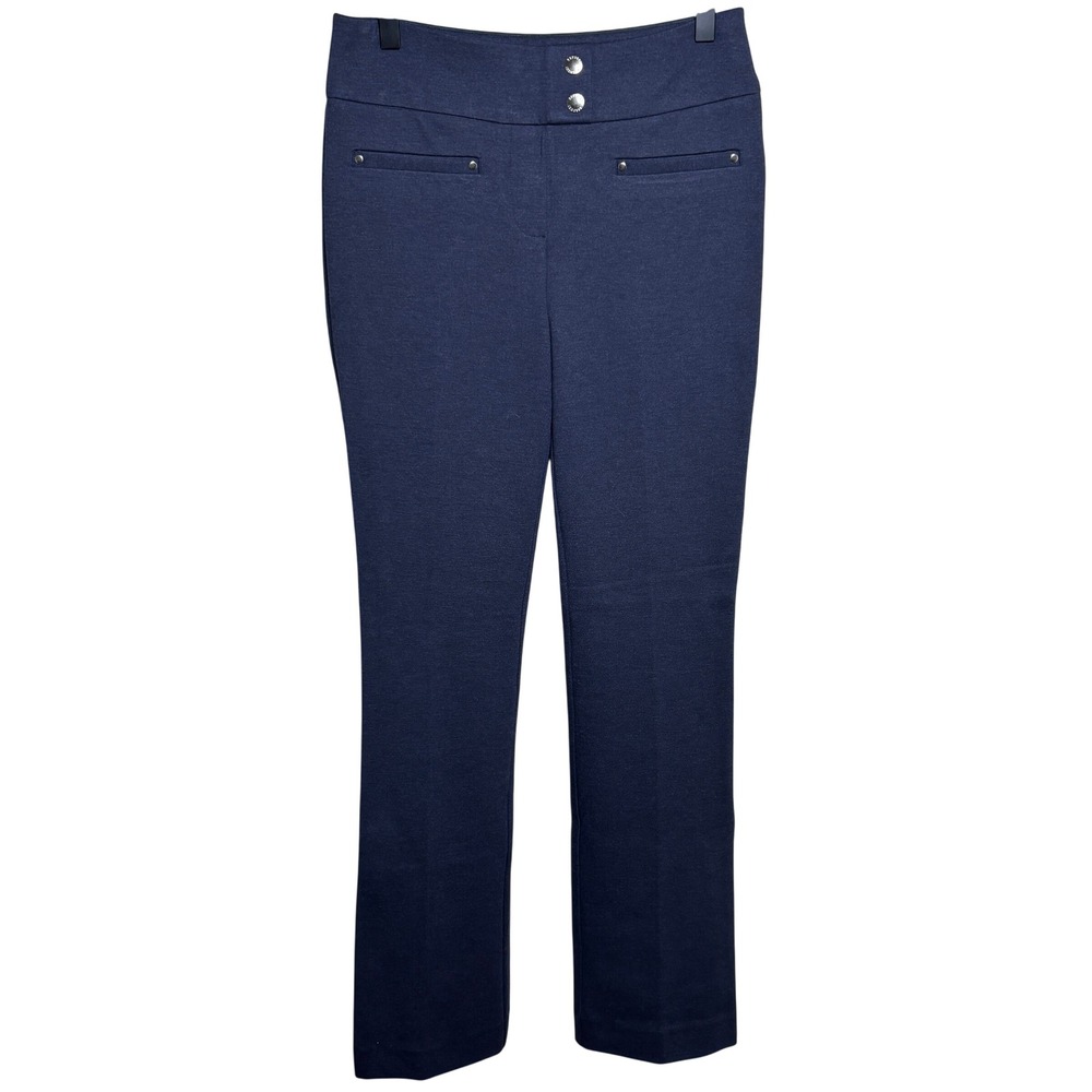 Rekucci Blue Straight Leg Stretch High Waist Pull On Dress Trouser Pants Women 4